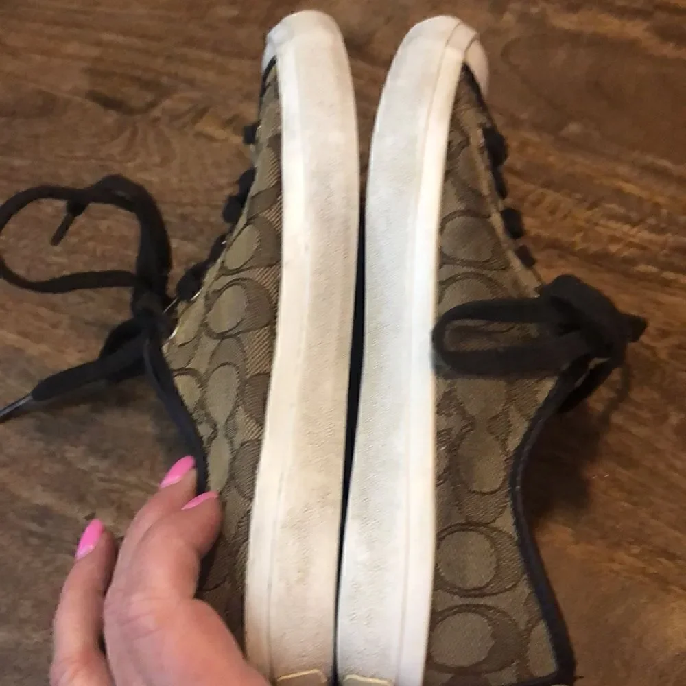 COACH brown “Empire” canvas sneakers brown size 8B - Picture 11 of 13
